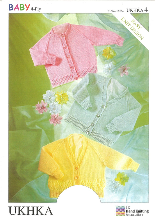 3 x 4 Ply Knitting Pattern Cardigans 0 - 2 Years 31 - 56 cm 12 - 22 inches - Home - Crafts