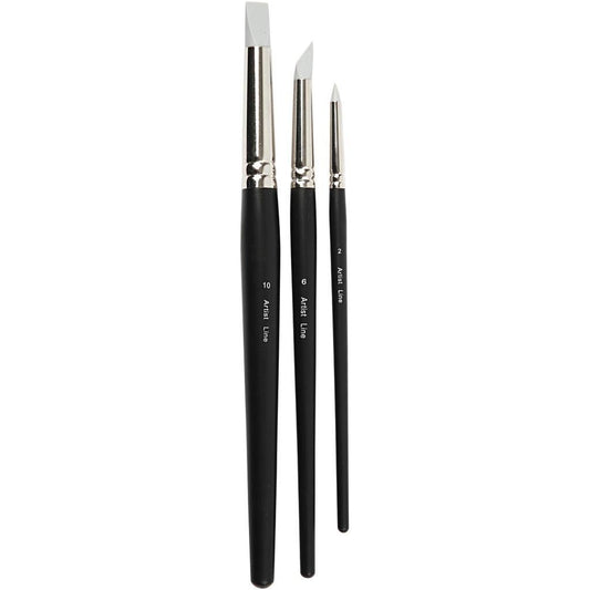 3 x Assorted Artist Line Rubber Brush For Painting - Home - Crafts