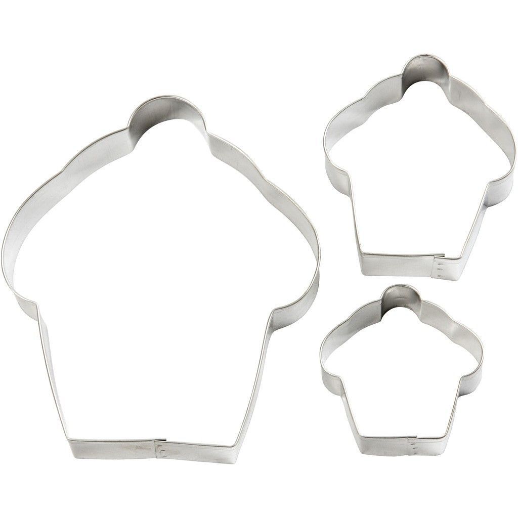 3 x Assorted Size Cake Shaped Metallic Cookie Cutters - Home - Crafts