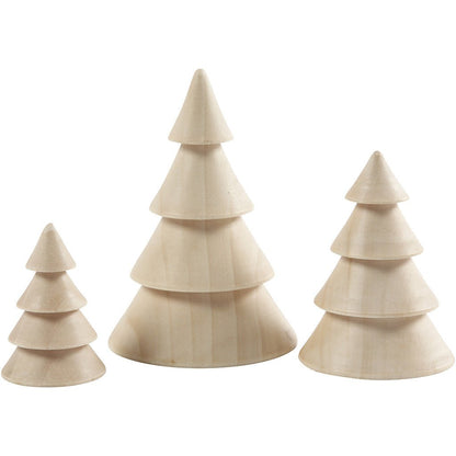 3 x Assorted Size Empress Wood Chritmas Trees Decoration Crafts 5 - 10 cm - Home - Crafts