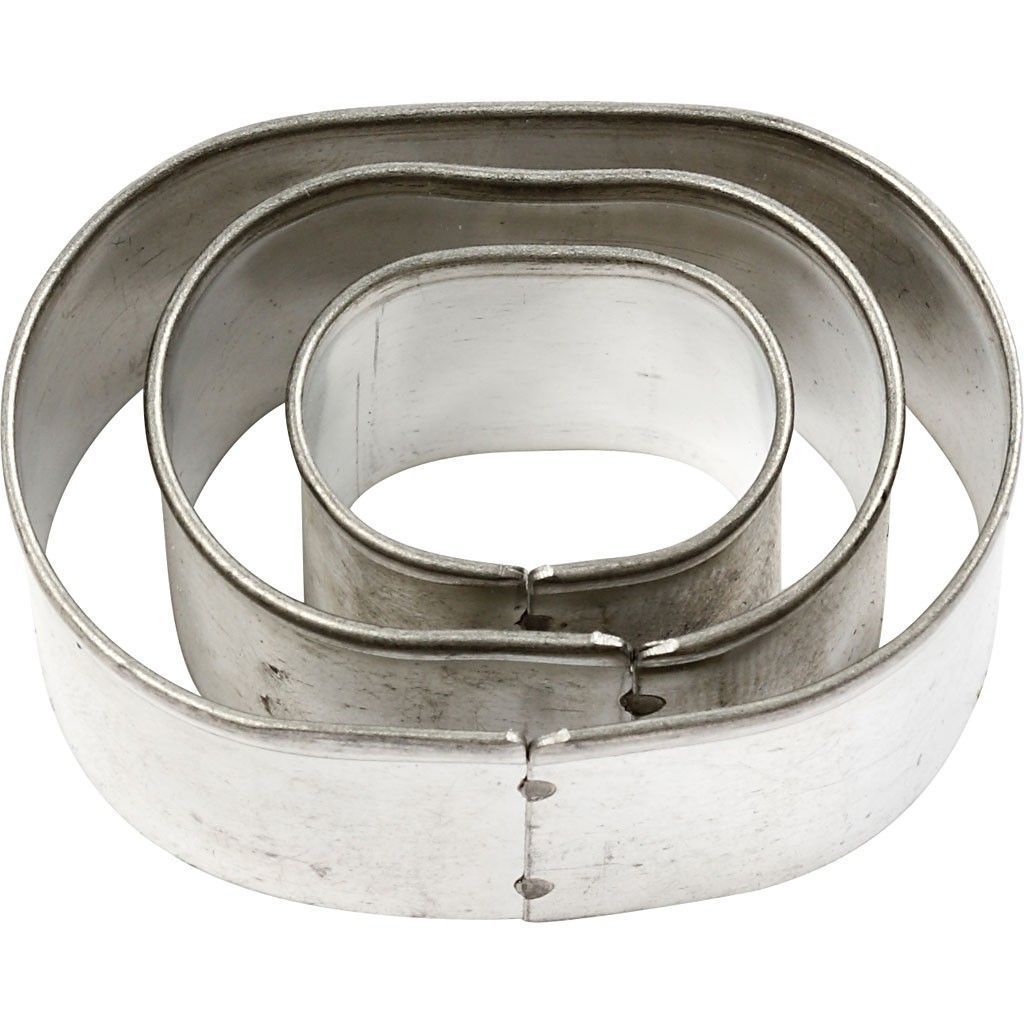 3 x Assorted Size Oval Shaped Metal Cookie Cutters Kitchen Accessories - Home - Crafts