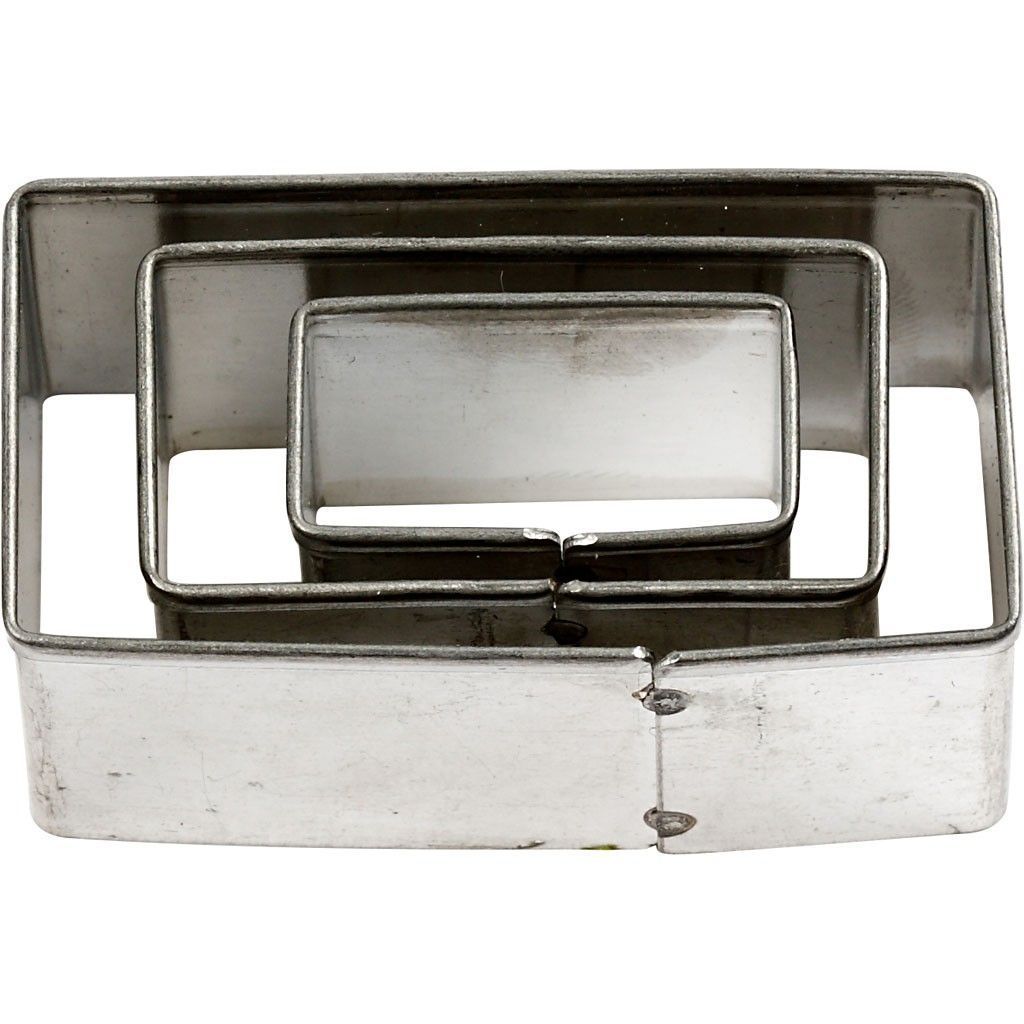 3 x Assorted Size Rectangle Shaped Metal Cookie Cutters Kitchen Accessories - Home - Crafts