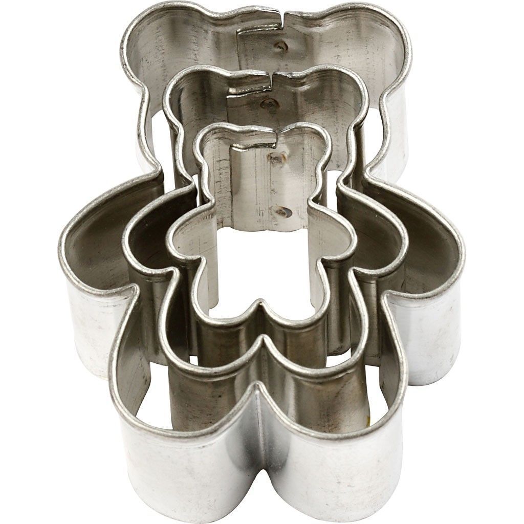 3 x Assorted Size Teddy Bear Shaped Metal Cookie Cutters - Home - Crafts