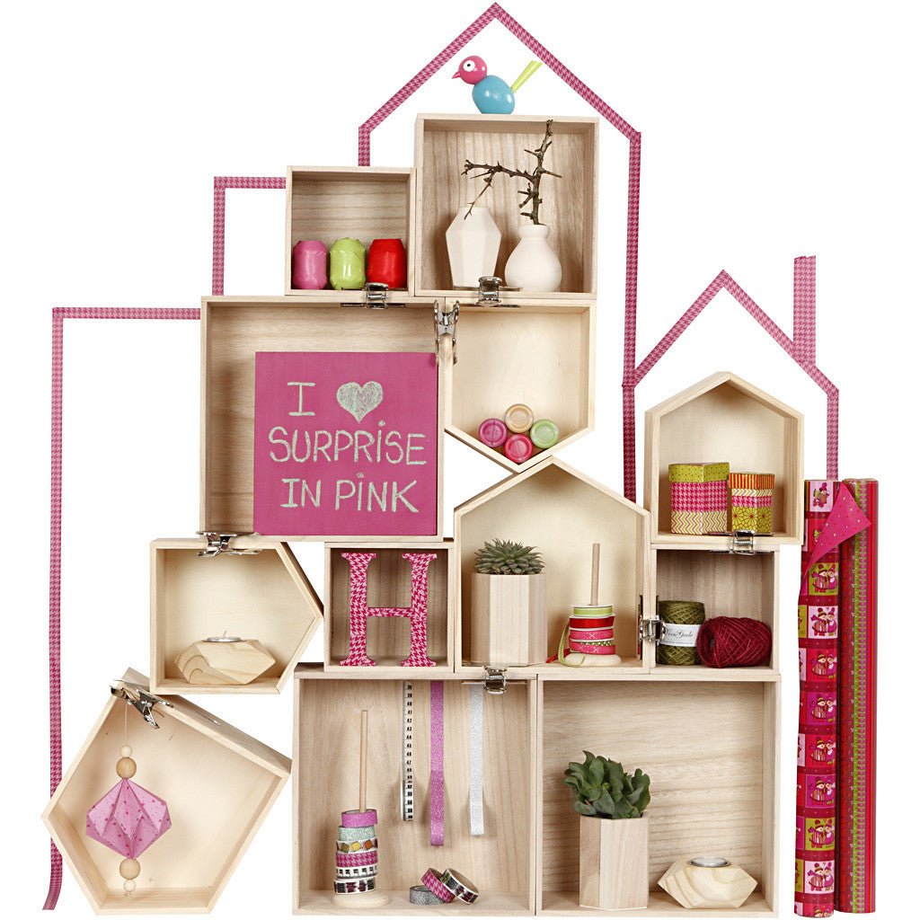 Square Container Crafts 3 x Light Wood Square Shaped Storage Boxes Home Decoration Crafts 12.5 ...