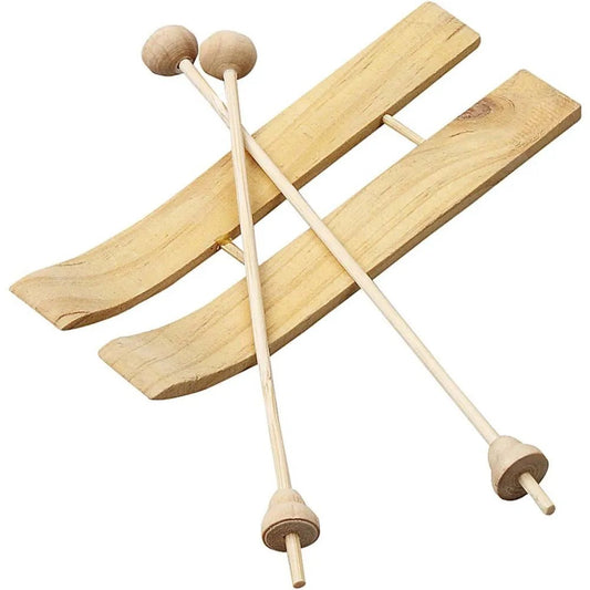 3 x Pine Wood Finished Ski Sticks Pairs For Christmas Decorations Crafts 11 cm