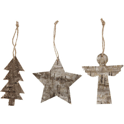 3 x Plywood Christmas Ornaments With String Hanging Decoration Crafts W: 8 cm - Home - Crafts
