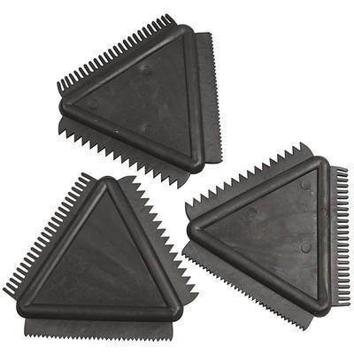 3 x Scrapper Set Rubber Texture Combs Paint/Clay Designs 3 Tooth Sizes 9cm Craft - Home - Crafts