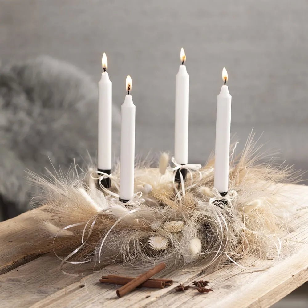 30 White Taper Candles 100% Stearin 8 Hrs Burning Time H:20cm x D23mm Christmas - Home-Crafts