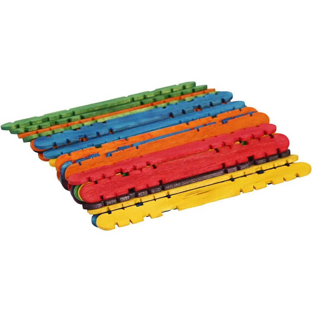 Civil Sticks 30 Wooden Construction Sticks 11.4cmx10mm Assorted Colours Decor Child ...