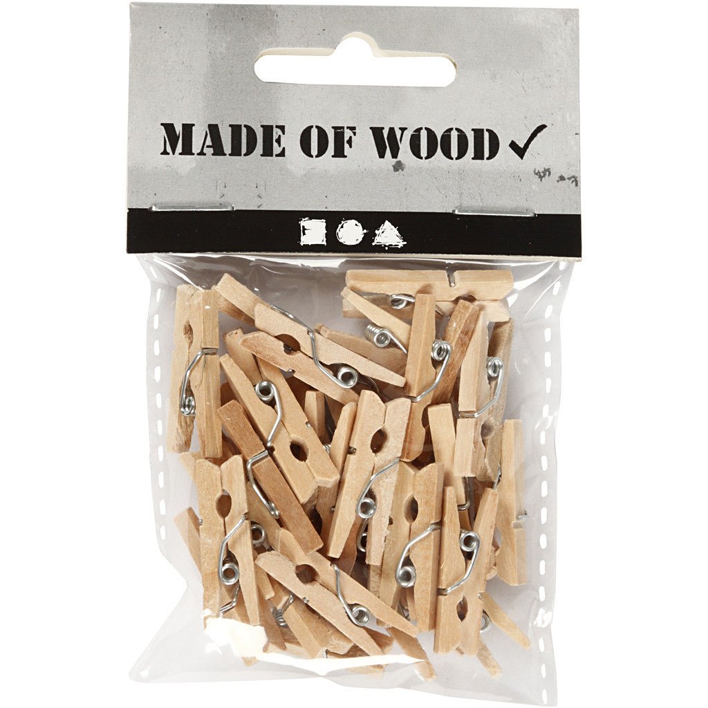 30 x Birch Wood Clothes Pegs With Metal Spiral Decoration Crafts L: 25mm W: 3mm - Home - Crafts