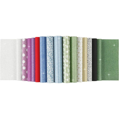 30 x Glitter Matt Paper Printed Pad A4 Sheets Christmas Decorations Crafts 150g