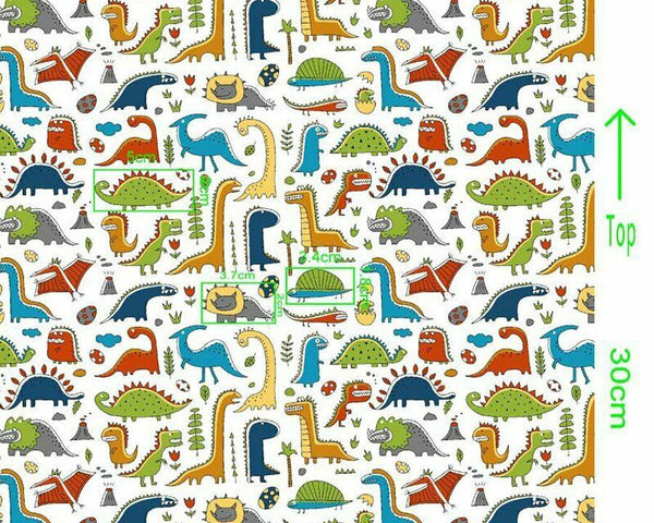 Dinosaur White Polycotton Children Fabric