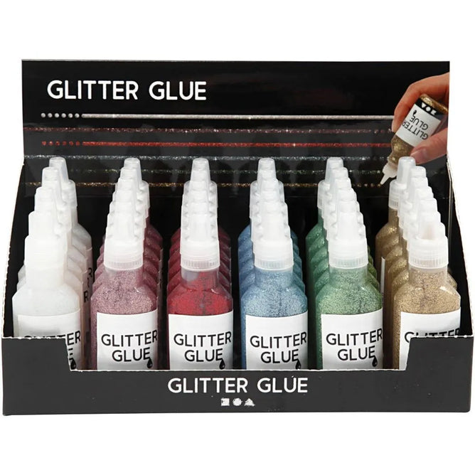 Assorted Colours Glitter Glue 36x25ml Office Supplies Decorations Crafts Designs