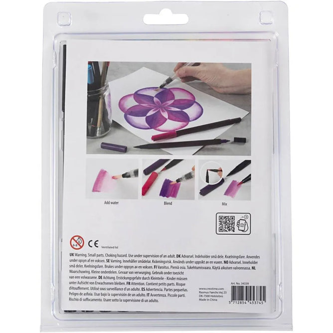 Watercolor Marker Double-Ended | Line 2+4+8mm Standard Colours 12pc | Greeting Cards Gift Tags