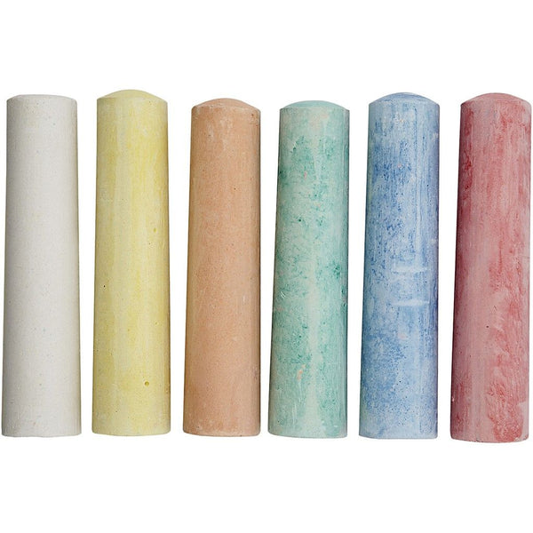 6 x Children Sidewalk Jumbo Chalk Assorted Colours Hopscotch Lines Drawing