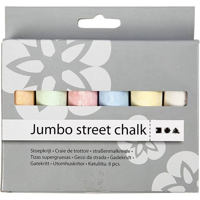 6 x Children Sidewalk Jumbo Chalk Assorted Colours Hopscotch Lines Drawing