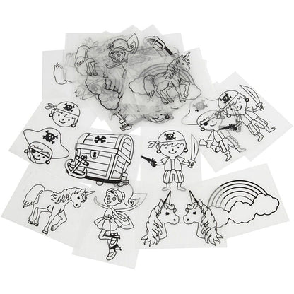 36 x Assorted Designs Pirates Unicorn Motives Shrink Plastic Sheets Childs Crafts - Home - Crafts