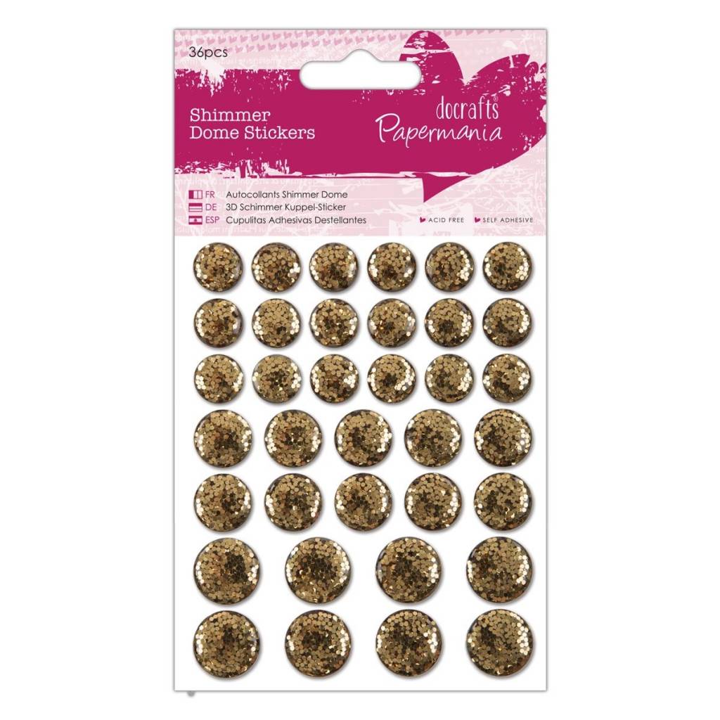 36 x Papermania Gold Shimmer Dome Stickers Scrapbooking Embellishments Crafts - Home - Crafts