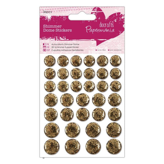 36 x Papermania Gold Shimmer Dome Stickers Scrapbooking Embellishments Crafts - Home - Crafts