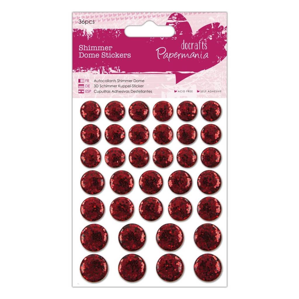 36 x Papermania Red Shimmer Dome Stickers Scrapbooking Embellishments Crafts - Home - Crafts