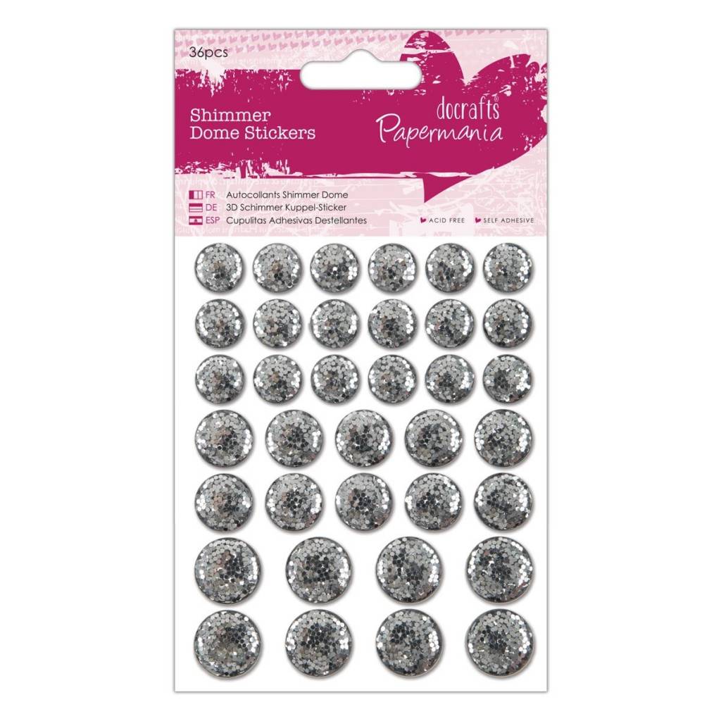 36 x Papermania Silver Shimmer Dome Stickers Scrapbooking Embellishments Crafts - Home - Crafts