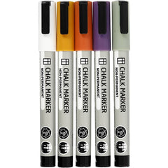 Chalk Markers Water-Based Non-Permanent Washable Line 1,2-3mm Mute Natural Colours 5 Pieces