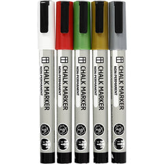 Chalk Markers Water-Based Non-Permanent Washable Line 1,2-3mm Metallic Colours 5 Pieces
