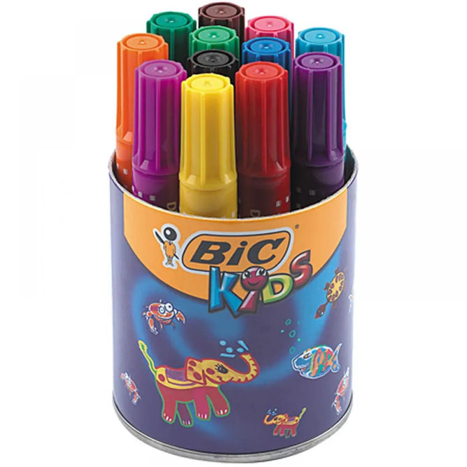 BIC Kids Decoralo Jumbo Markers 12 Colours Drawing Art Pens 4mm Line XXL Tip