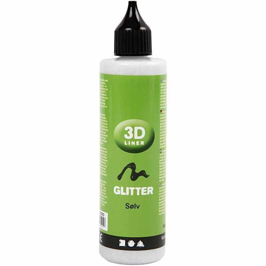 3D Liner Silver Colour Glitter Paint For Cardboards Fabrics Painting 100 ml - Home - Crafts