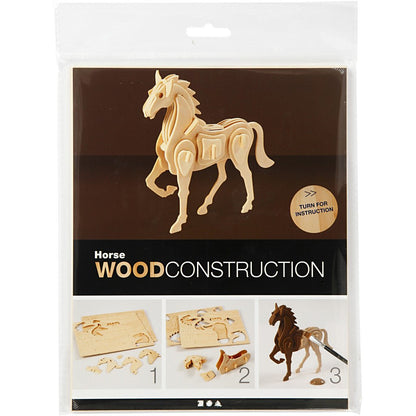 3D Plywood Toy Construction Kit Children Decoration Crafts 18x4.5x16 cm - Horse - Home - Crafts