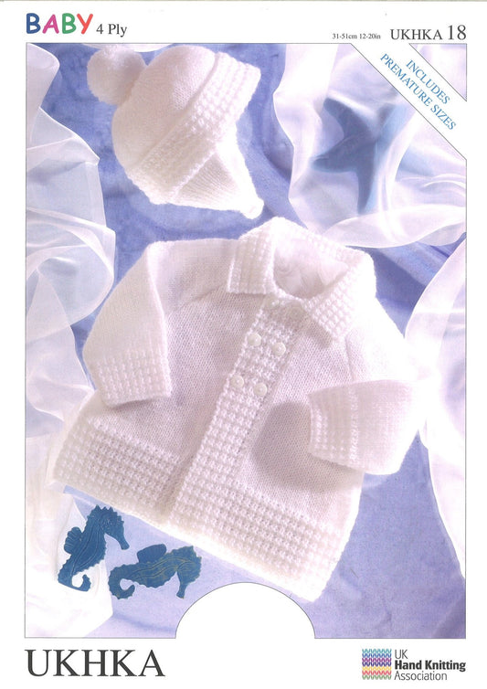 4 Ply Knitting Pattern Matinee Coat Helmet 0 To 1 Years 31 - 51 cm 12 - 22 inches - Home - Crafts
