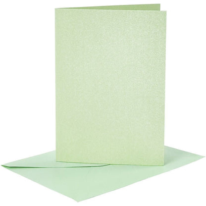 4 x Assorted Colour Mother Of Pearl Finish Blank Cards With Envelopes Craft Making - Home - Crafts