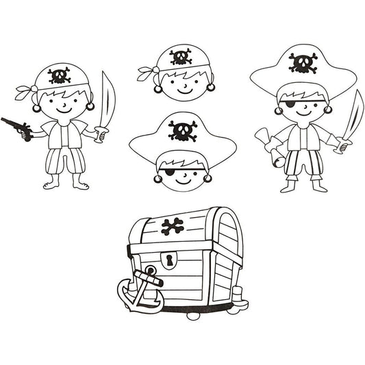 4 x Assorted Designs Pirates Motives Shrink Plastic Sheets Childs Craft Supplies - Home - Crafts