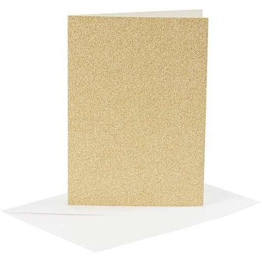 4 x Gold Colour Glitter Cards Paper Envelopes For Greetings Decoration - Home - Crafts