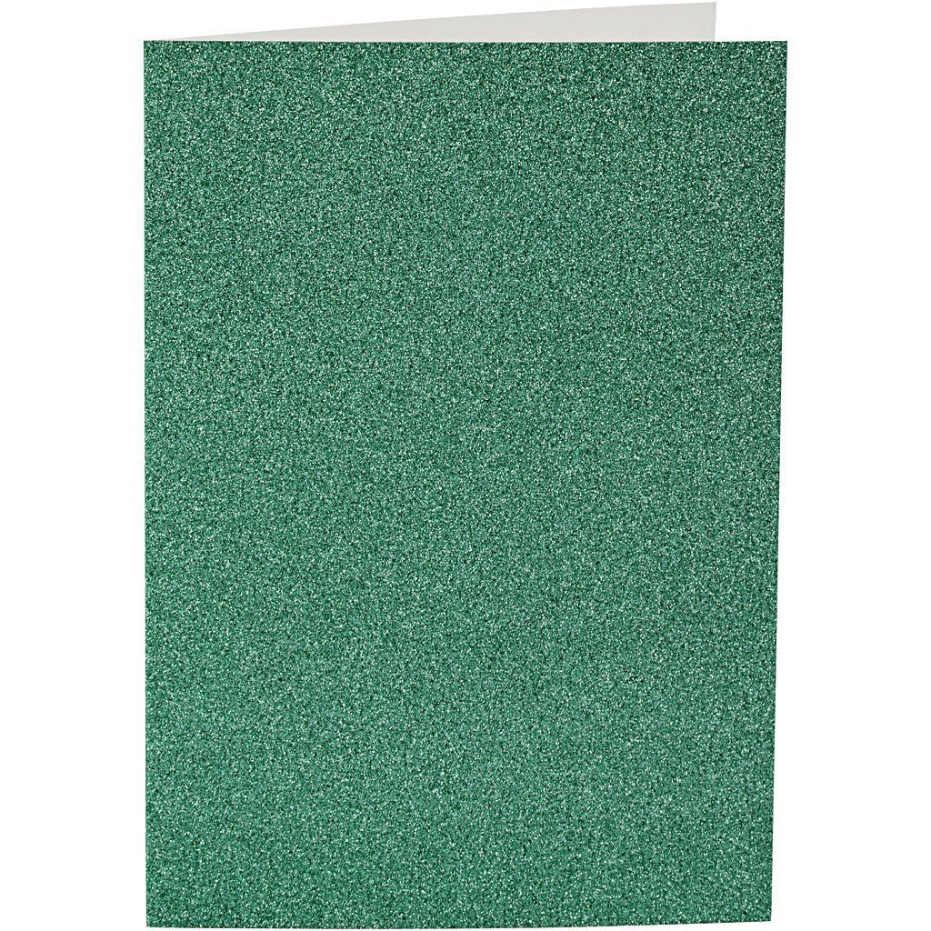 4 x Green Colour Glitter Cards Paper Envelopes For Greetings Decoration - Home - Crafts