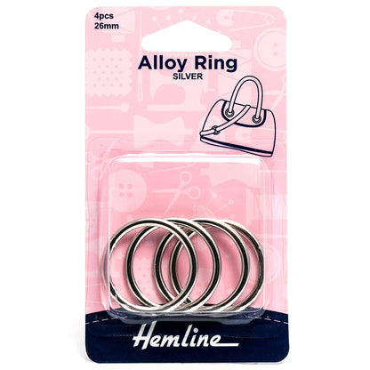 4 x Hemline Circular Alloy Rings Macramé Bag Making Crafts 26mm - Select Colour - Home - Crafts