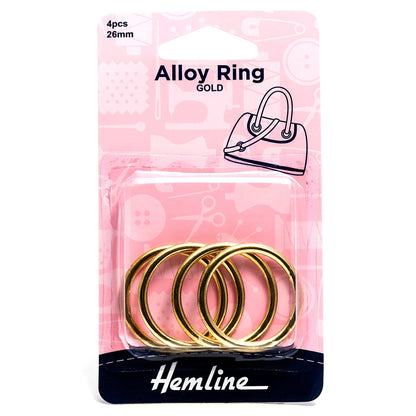 4 x Hemline Circular Alloy Rings Macramé Bag Making Crafts 26mm - Select Colour - Home - Crafts