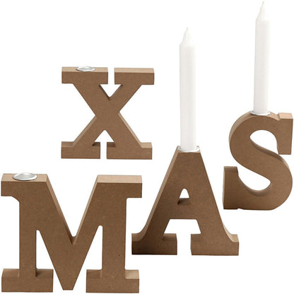 4 x MDF XMAS Metallic Candle Holders Christmas Home Furnishings Decoration Crafts H: 14.5 cm - Home - Crafts