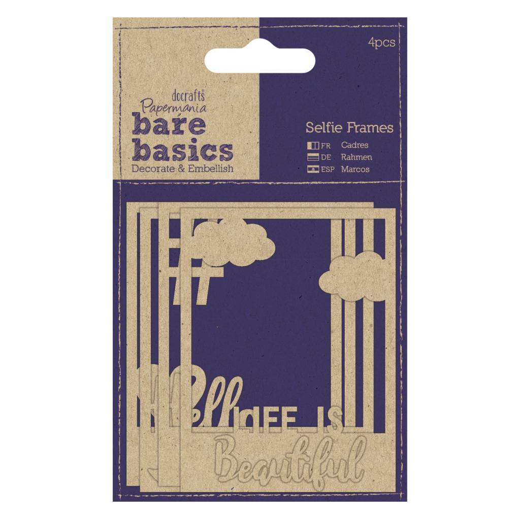 4 x Papermania Bare Basics Friendship Selfie Wooden Frames Photos Pictures Decoration Scrapbooking Crafts - Home - Crafts