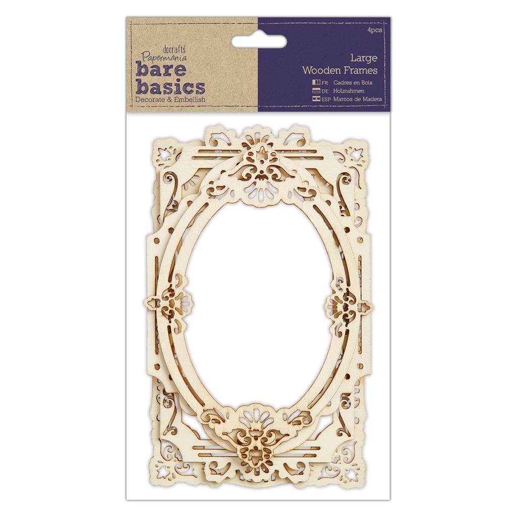 4 x Papermania Bare Basics Large Wooden Frames Different Size Photos Pictures Decoration Scrapbooking Crafts - Home - Crafts