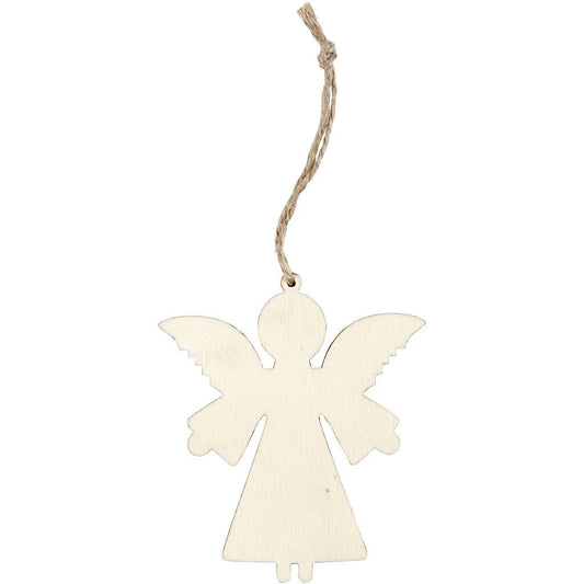 4 x Plywood Ornaments With String Hanging Decoration Crafts 7x8x0.5 cm - Angel - Home - Crafts