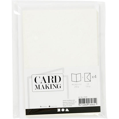 4 x White Colour Glitter Cards Paper Envelopes For Greetings Decoration - Home - Crafts
