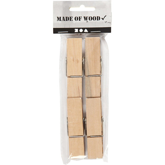 4 x Wooden Clothes Pegs With Metal Spiral Decoration Crafts L: 7.2cm W: 2cm - Home - Crafts