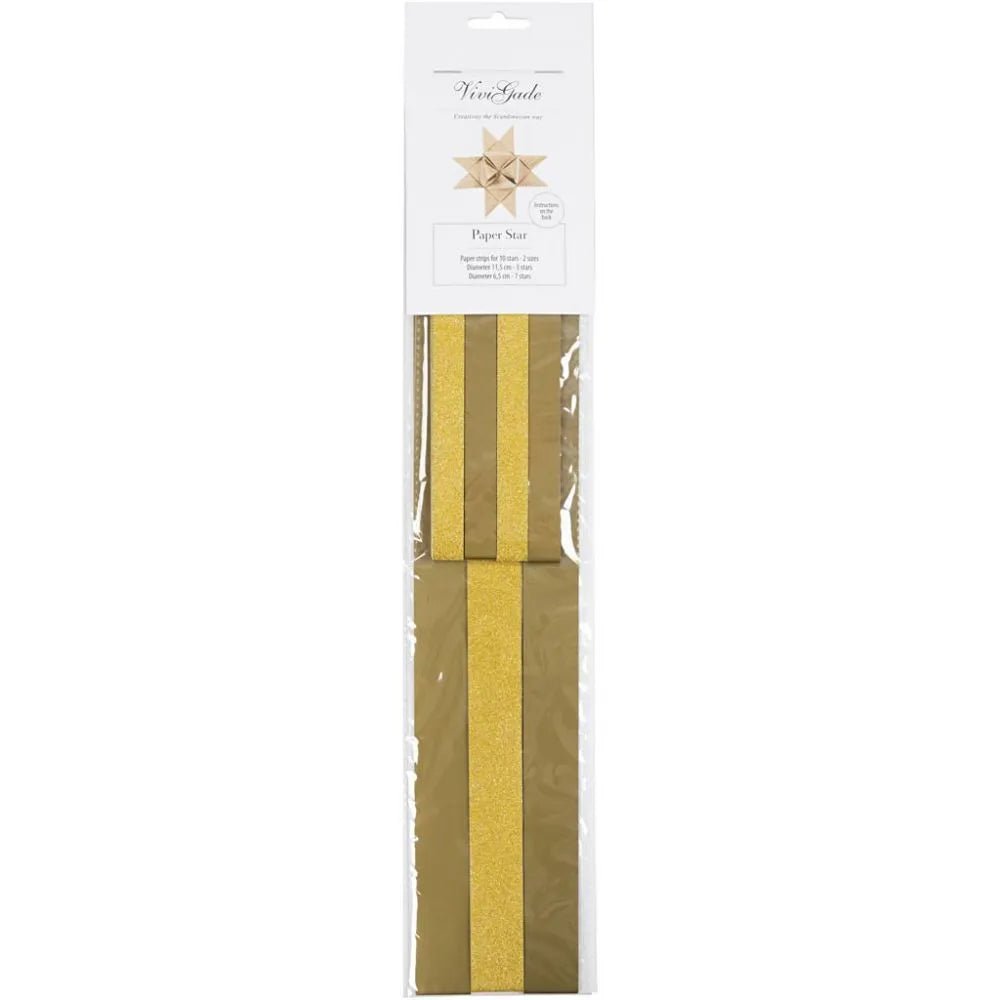 40 x Vivi Gade Gold With Glitter Lacquered Surface Paper Star Strips Crafts