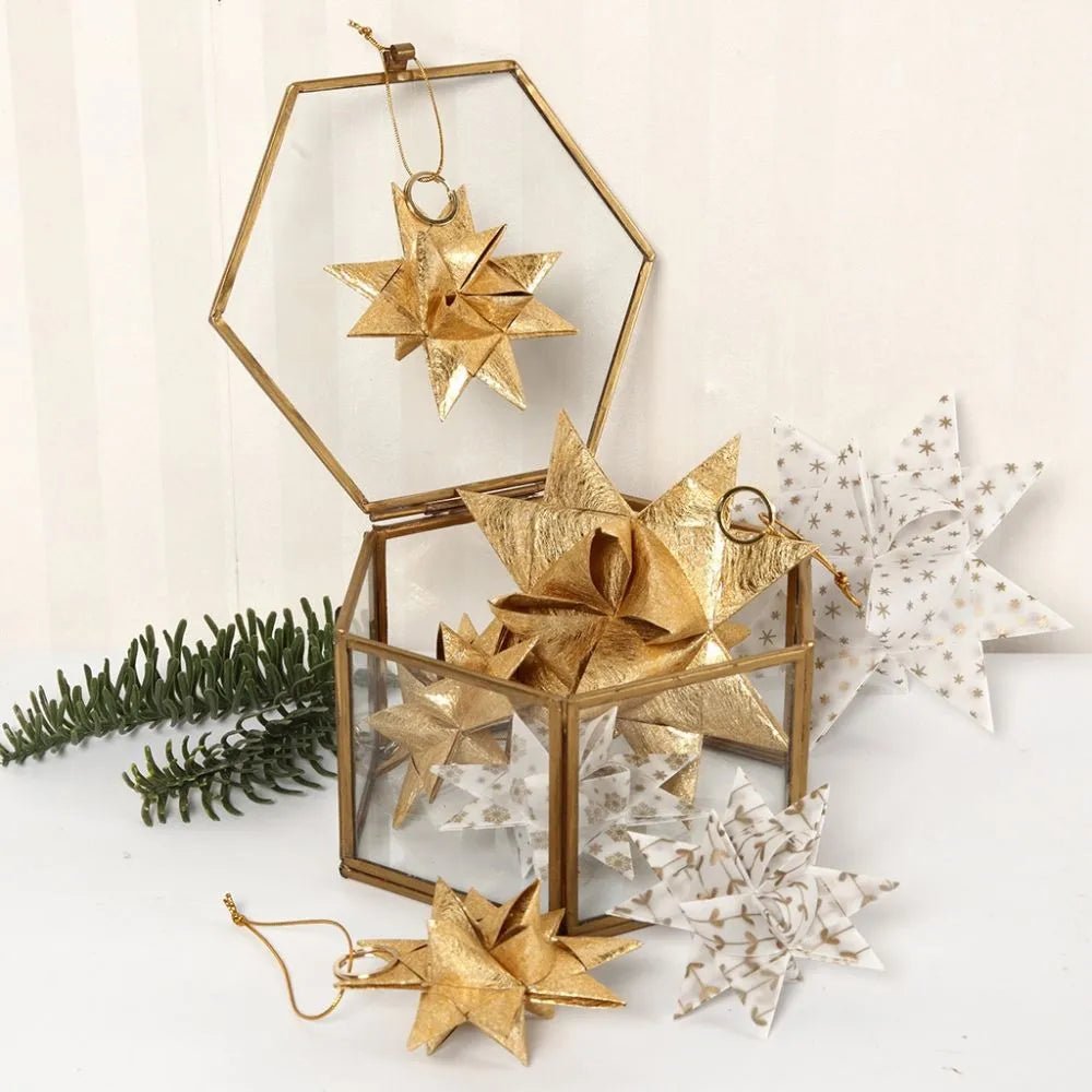 40 x Vivi Gade Gold With Glitter Lacquered Surface Paper Star Strips Crafts