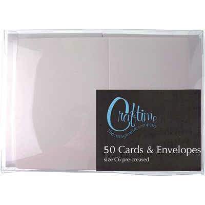 Clearance - Craftime cream 10 Cards And Envelopes - Square for card making 50 Pack Single Fold C6 Pre-Creased Cards And Envelopes - Cream - Hobby & Crafts