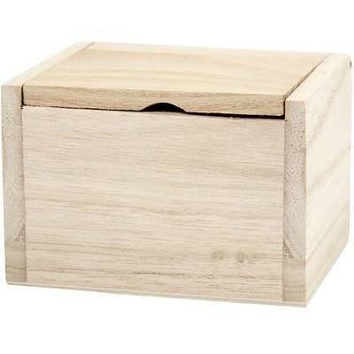 Small Wooden Flip Top Box Lid Storage 10cm To Decorate - Hobby & Crafts