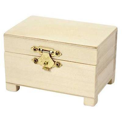 3x 9cm Wooden Treasure Chest Storage Box Decorate Paint - Hobby & Crafts