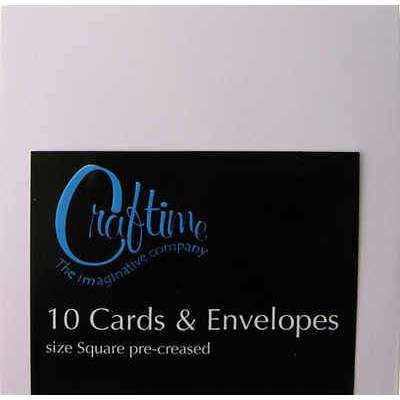 Craftime White 10 Pre-Creased Cards And Envelopes - Square - Hobby & Crafts