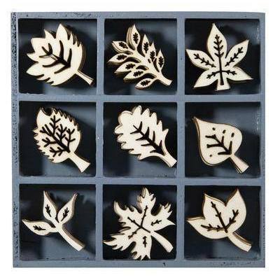 Wooden Decorations Embellishments Toppers - Leaves - Hobby & Crafts